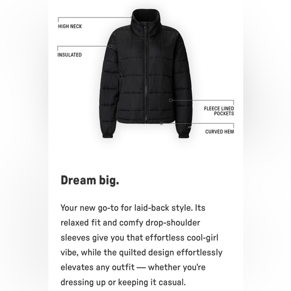 Fabletics Ivory Quilted Daydreamer Jacket | Small | NWT | Water Resistant - Picture 8 of 10